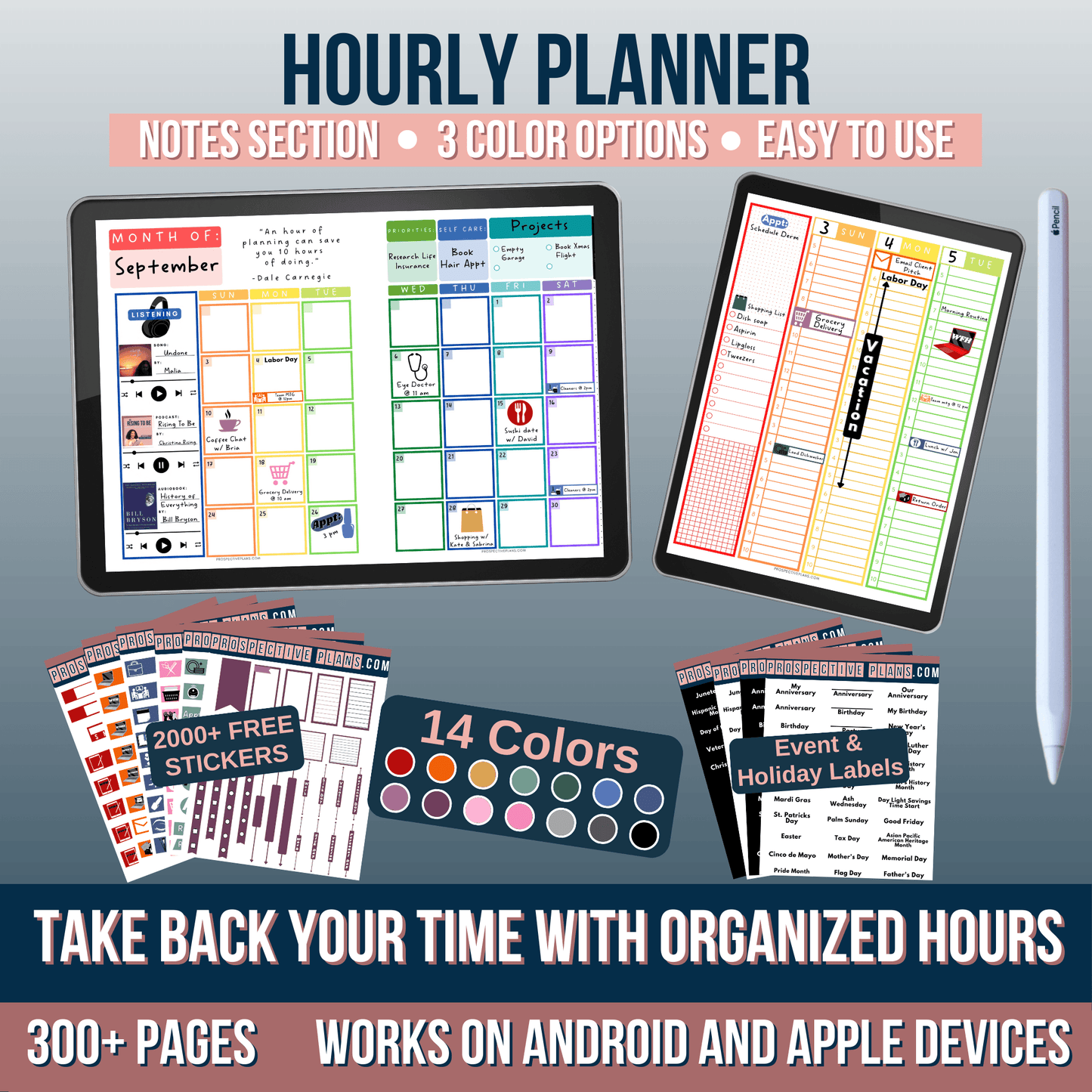 2025 Hourly Planner Bundle | 2000 Stickers