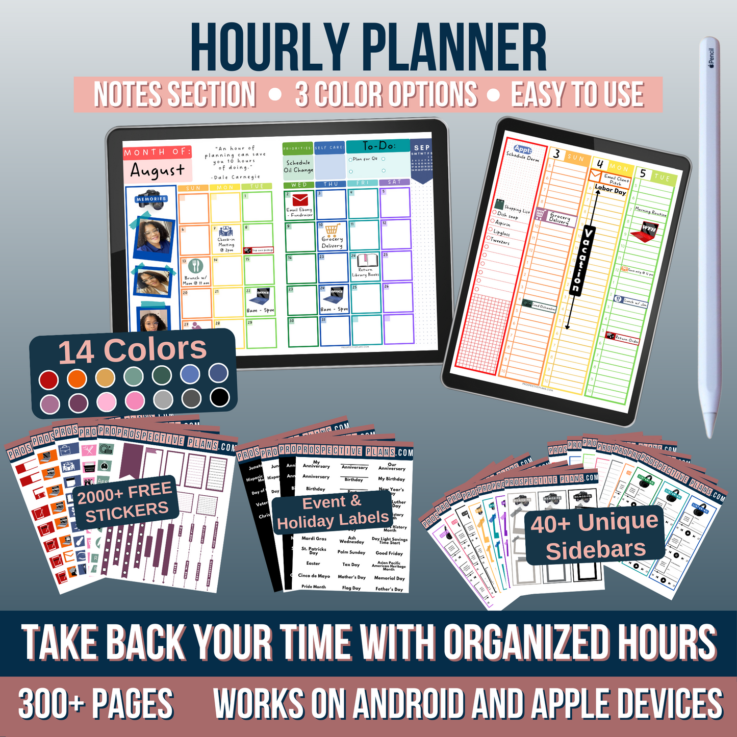 Hourly Planner Bundle | 2000 Stickers