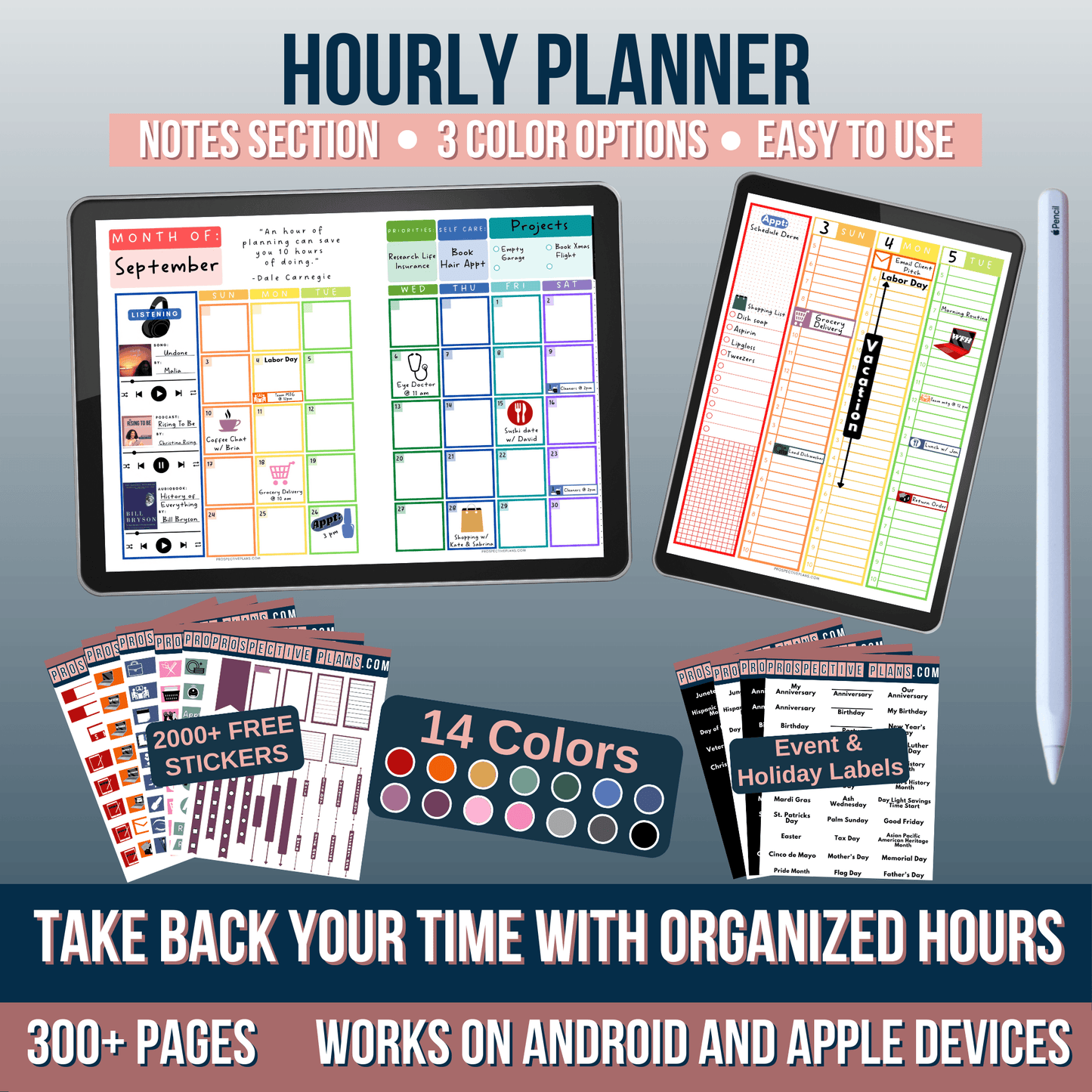 2024 Hourly Planner Bundle | 2000 Stickers