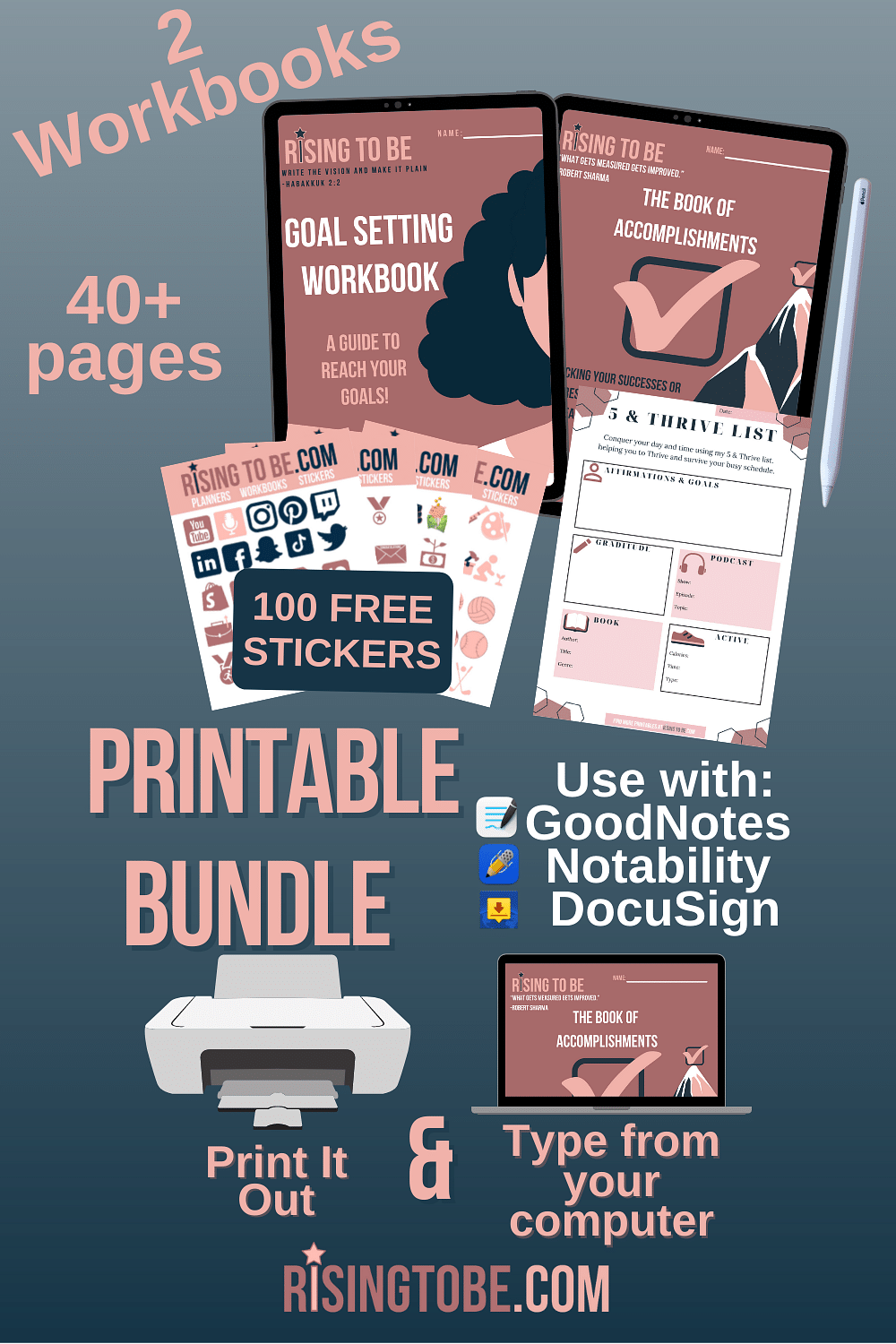 Goals To Greatness Planner Bundle | 100+ Stickers